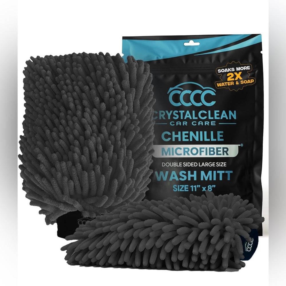 Chenille Microfiber Wash Mitt 2pk GREEN Brand New